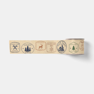Vintage Style Christmas Stamp Satin Ribbon