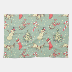 Vintage Style Christmas Tea Towel