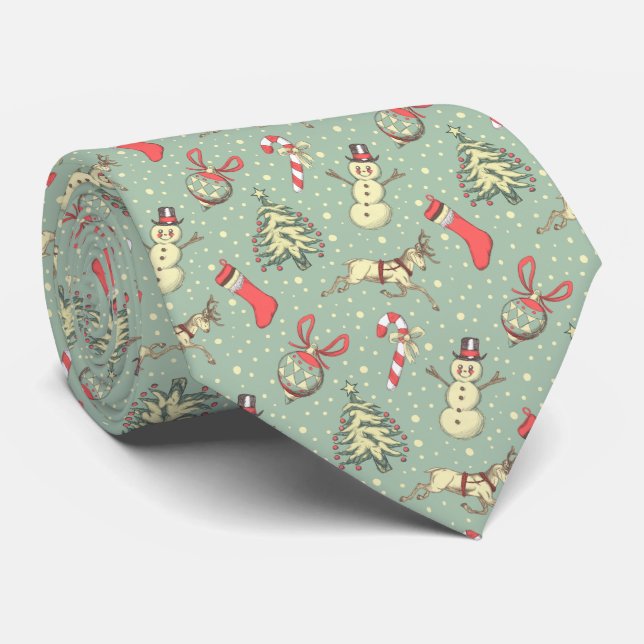 Vintage Style Christmas Tie (Rolled)
