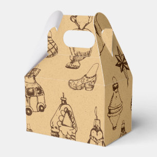vintage style christmas toys hand drawn favour box