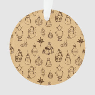 vintage style christmas toys hand drawn ornament