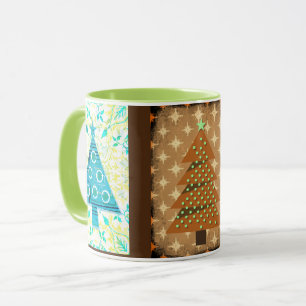 Vintage Style Christmas Trees Art Mug Cup