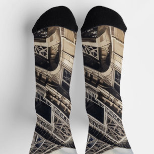 Vintage Style Close-up Eiffel Tower Paris Travel Socks