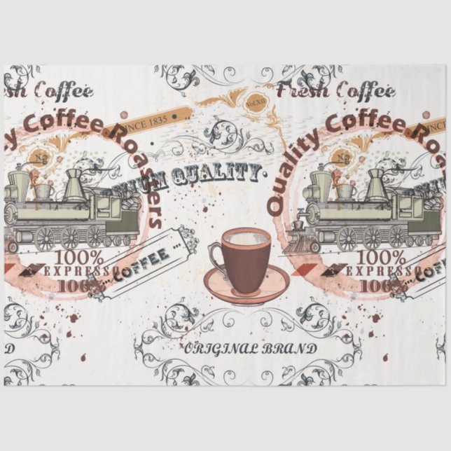 Vintage Style Coffee Pattern  Tissue Paper (Front)
