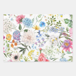 Vintage Style Colourful Floral Design Wrapping Paper Sheet