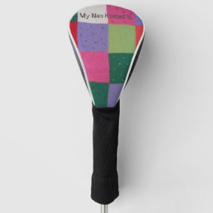 vintage style colourful knitted patchwork squares golf head cover