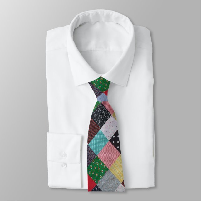 vintage style colourful patchwork squares tie (Tied)