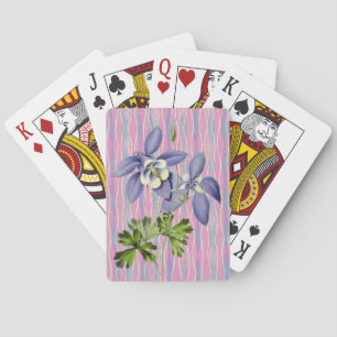 Vintage Style Columbine Flowers Playing Cards