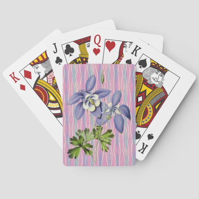 Vintage Style Columbine Flowers Playing Cards (Back)