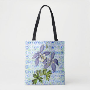 Vintage Style Columbine Flowers Tote Bag