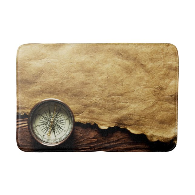 Vintage Style Compass Bath Mat! Mat (Front)