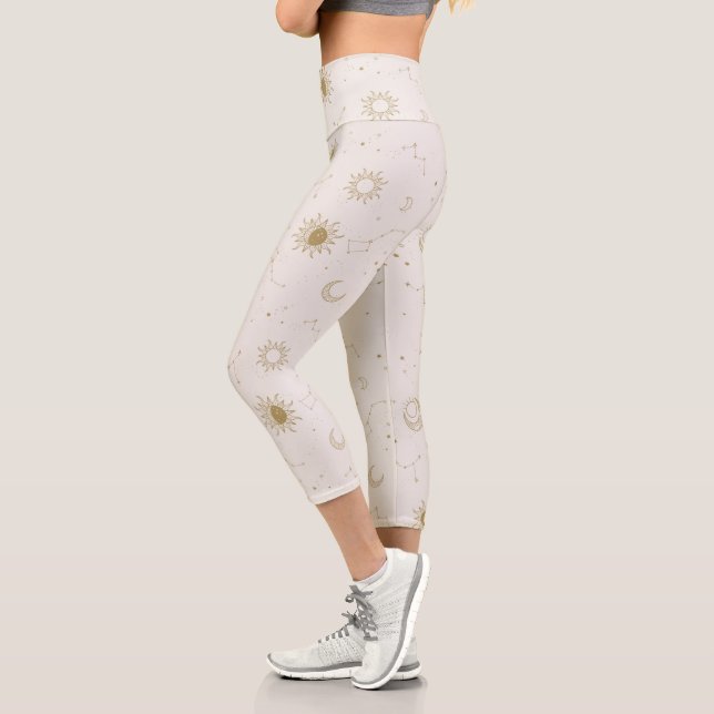 Vintage Style Constellation Pattern Capri Leggings (Left)