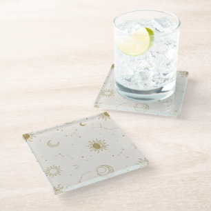 Vintage Style Constellation Pattern Glass Coaster