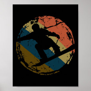 Vintage Style Cool Retro 70's Snowboard Gift Snowb Poster