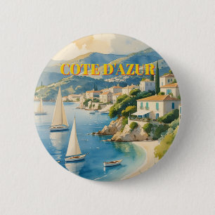 Vintage Style Cote D'Azur French Travel  6 Cm Round Badge