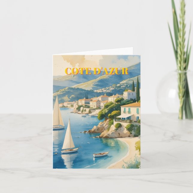 Vintage Style Cote D'Azur French Travel  Card (Front)