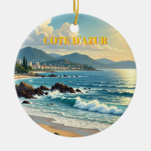 Vintage Style Cote D'Azur French Travel Ceramic Tree Decoration
