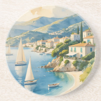 Vintage Style Cote D'Azur French Travel  Coaster