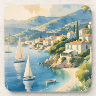Vintage Style Cote D'Azur French Travel  Coaster