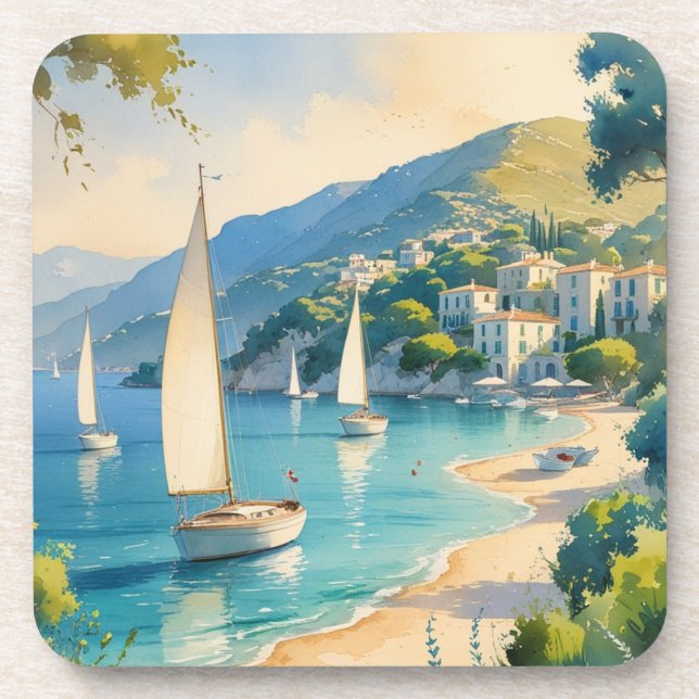 Vintage Style Cote D'Azur French Travel  Coaster (Front)