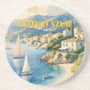 Vintage Style Cote D'Azur French Travel  Coaster