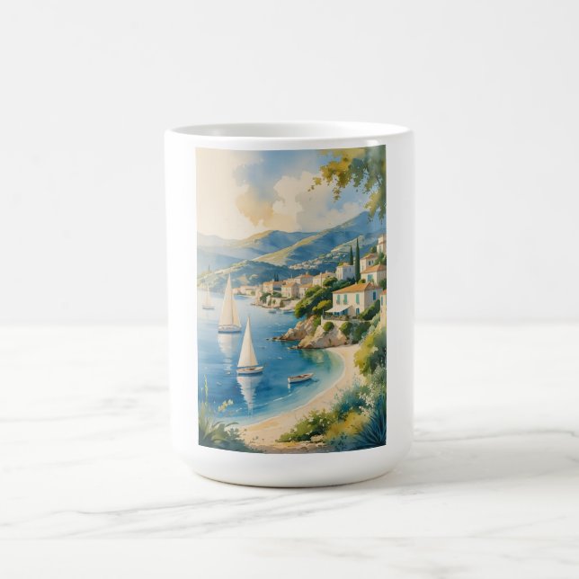Vintage Style Cote D'Azur French Travel  Coffee Mug (Center)