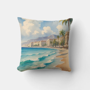 Vintage Style Cote D'Azur French Travel  Cushion
