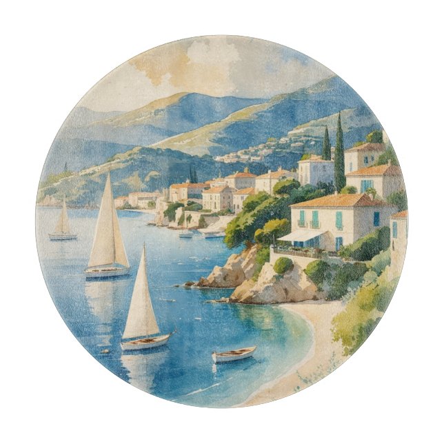 Vintage Style Cote D'Azur French Travel  Cutting Board (Front)