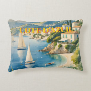 Vintage Style Cote D'Azur French Travel  Decorative Cushion