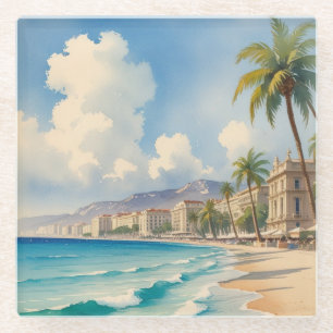 Vintage Style Cote D'Azur French Travel  Glass Coaster