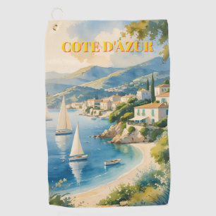 Vintage Style Cote D'Azur French Travel Golf Towel