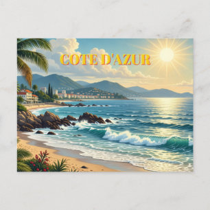 Vintage Style Cote D'Azur French Travel Holiday Postcard
