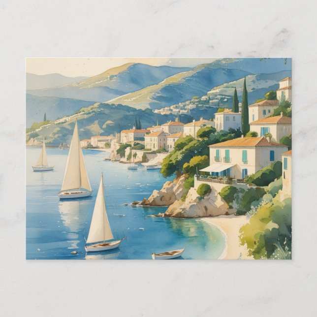 Vintage Style Cote D'Azur French Travel  Holiday Postcard (Front)