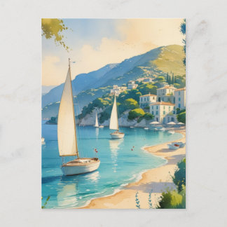 Vintage Style Cote D'Azur French Travel Invitation Postcard