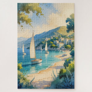Vintage Style Cote D'Azur French Travel Jigsaw Puzzle