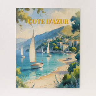 Vintage Style Cote D'Azur French Travel Jigsaw Puzzle