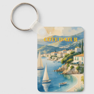 Vintage Style Cote D'Azur French Travel Key Ring