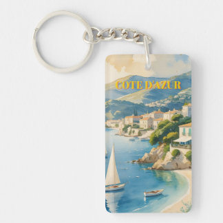 Vintage Style Cote D'Azur French Travel Key Ring