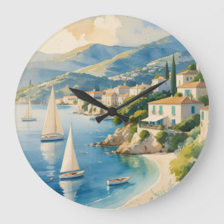 Vintage Style Cote D'Azur French Travel  Large Clock