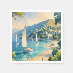 Vintage Style Cote D'Azur French Travel  Napkin