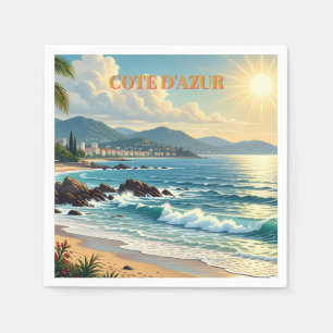 Vintage Style Cote D'Azur French Travel Napkin