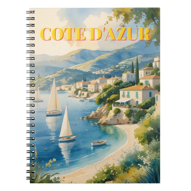 Vintage Style Cote D'Azur French Travel  Notebook (Front)