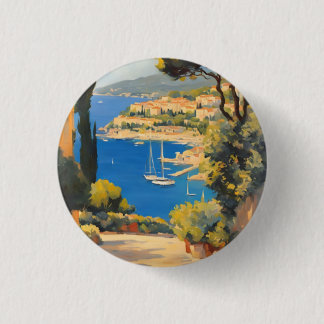 Vintage Style Cote D'Azur French Travel Painting 3 Cm Round Badge