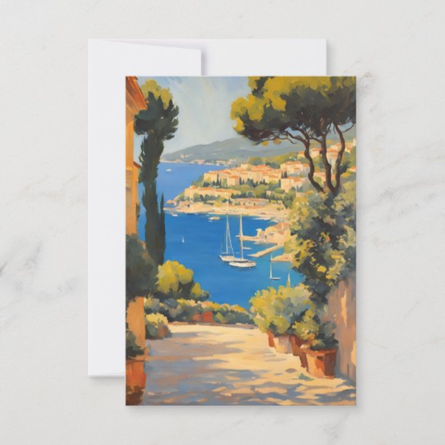 Vintage Style Cote D'Azur French Travel Painting Card (Front)