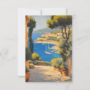 Vintage Style Cote D'Azur French Travel Painting Card