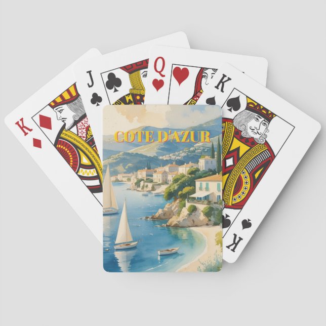Vintage Style Cote D'Azur French Travel  Playing Cards (Back)