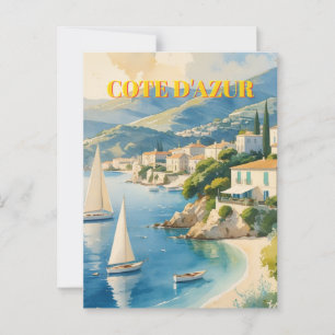 Vintage Style Cote D'Azur French Travel  Postcard