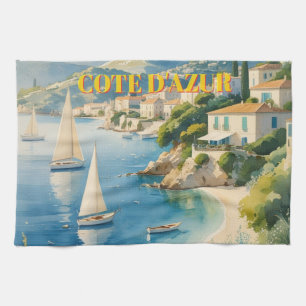 Vintage Style Cote D'Azur French Travel  Tea Towel