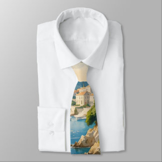 Vintage Style Cote D'Azur French Travel  Tie