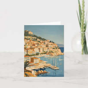 Vintage Style Cote D'Azur French Travel Watercolor Card